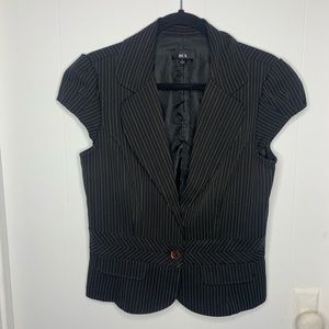 BCX Blazer Vest Black with Brown Pin Stripes Large